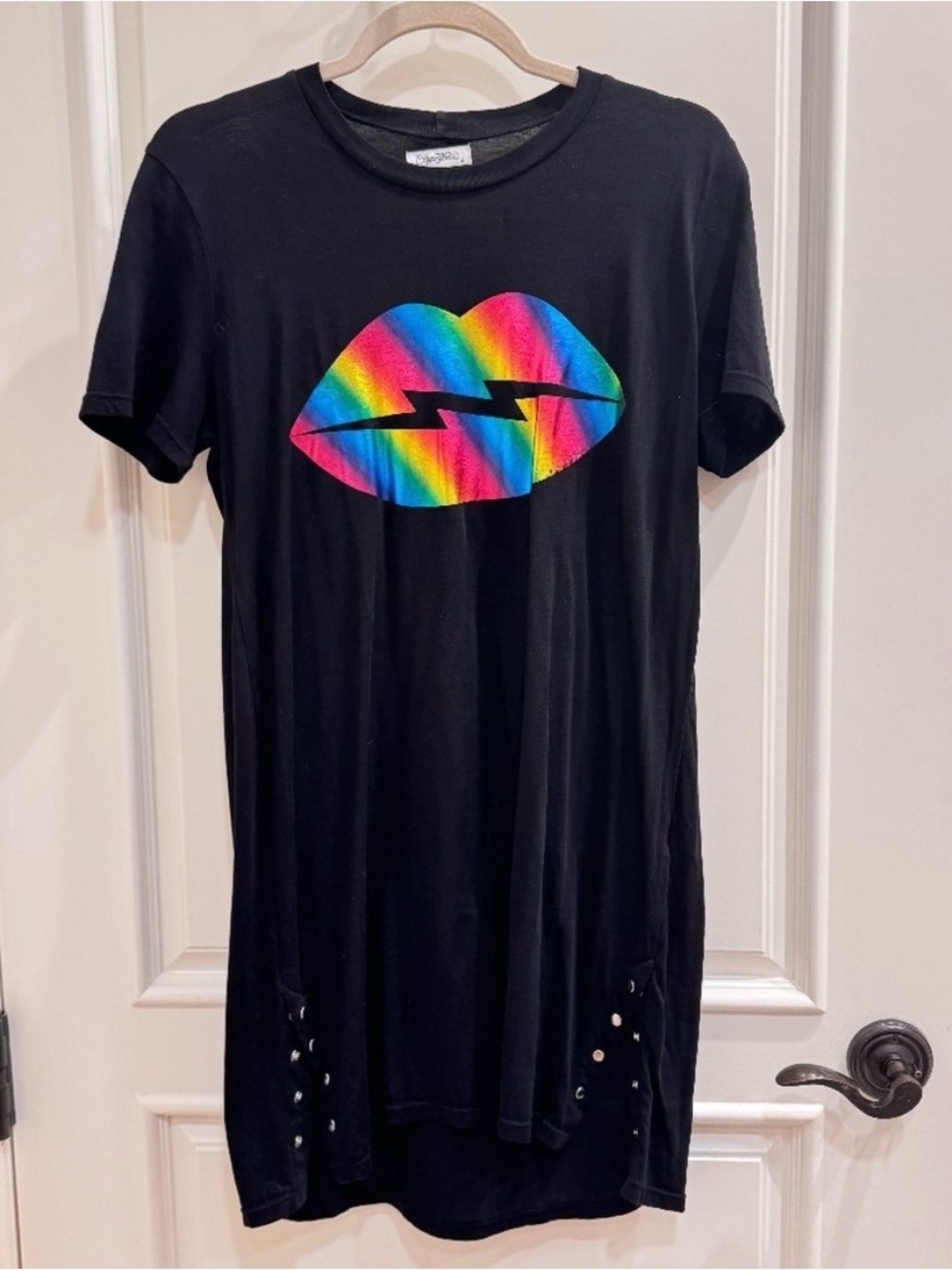 Lauren moshi iconic luxury dress oversized lips foil bright colors - Picture 2 of 7